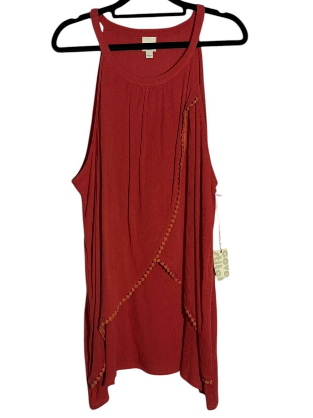 Boho Women’s Sleeveless Tank Top - Rust Red NWT